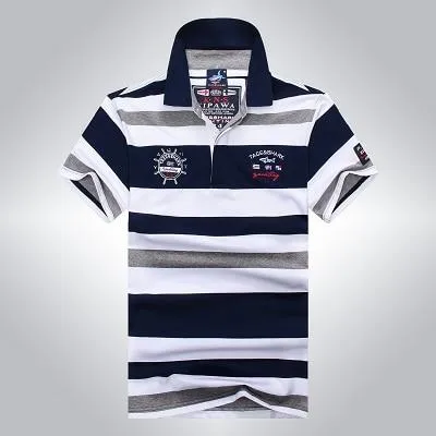 2019 New polo shirt men brand clothing Tace & Shark polo shirts cotton breathable striped shark men polo shirt camisa masculino