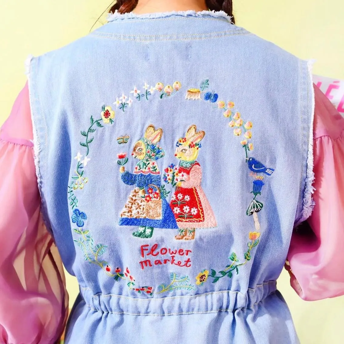 AF - AF240901 Denim Sleeveless embroidered Jacket