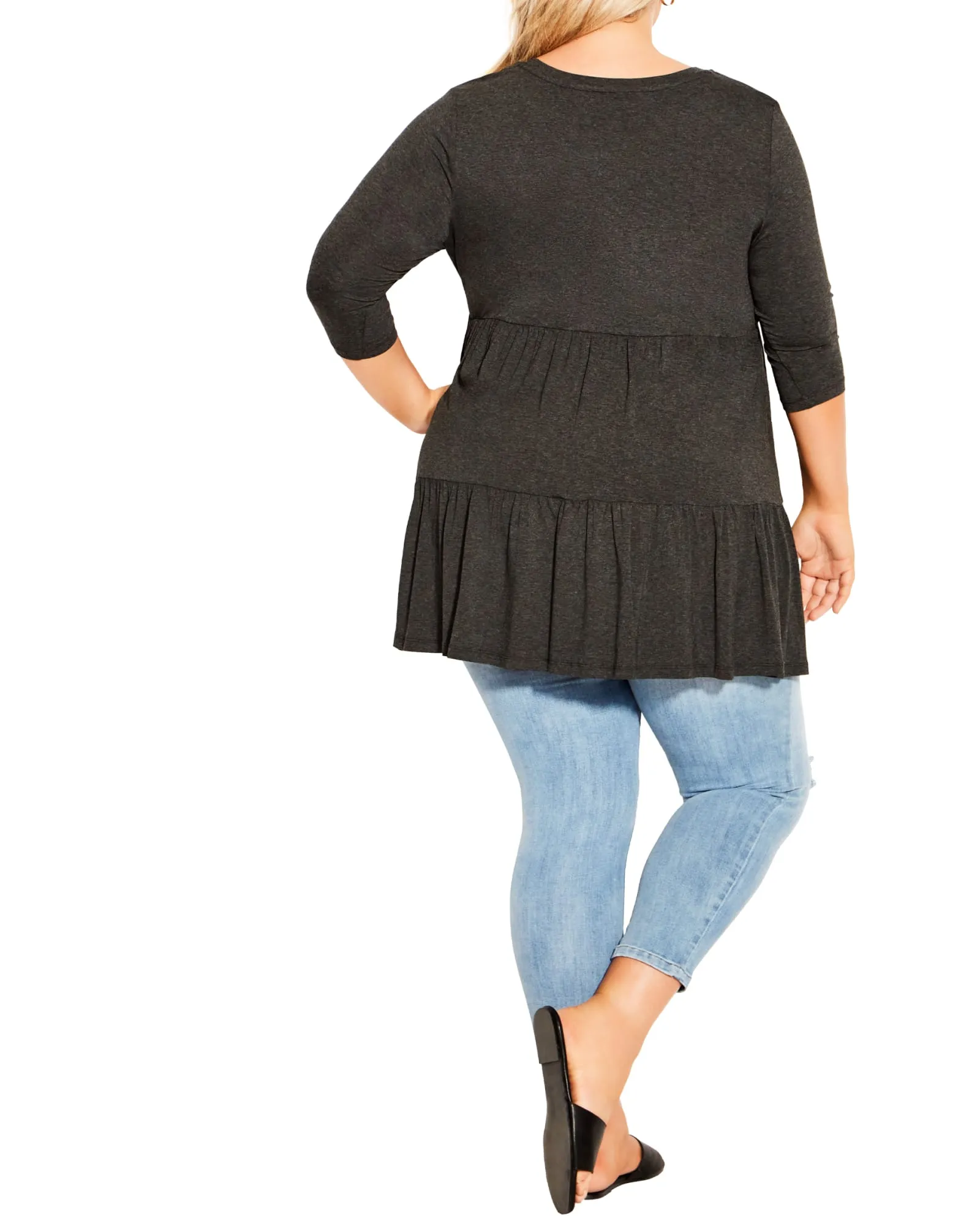 Amaya Plain Tunic | Charcoal Marle