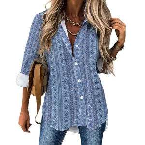 Blue Striped Long Sleeve Bliss for the Boho Queen