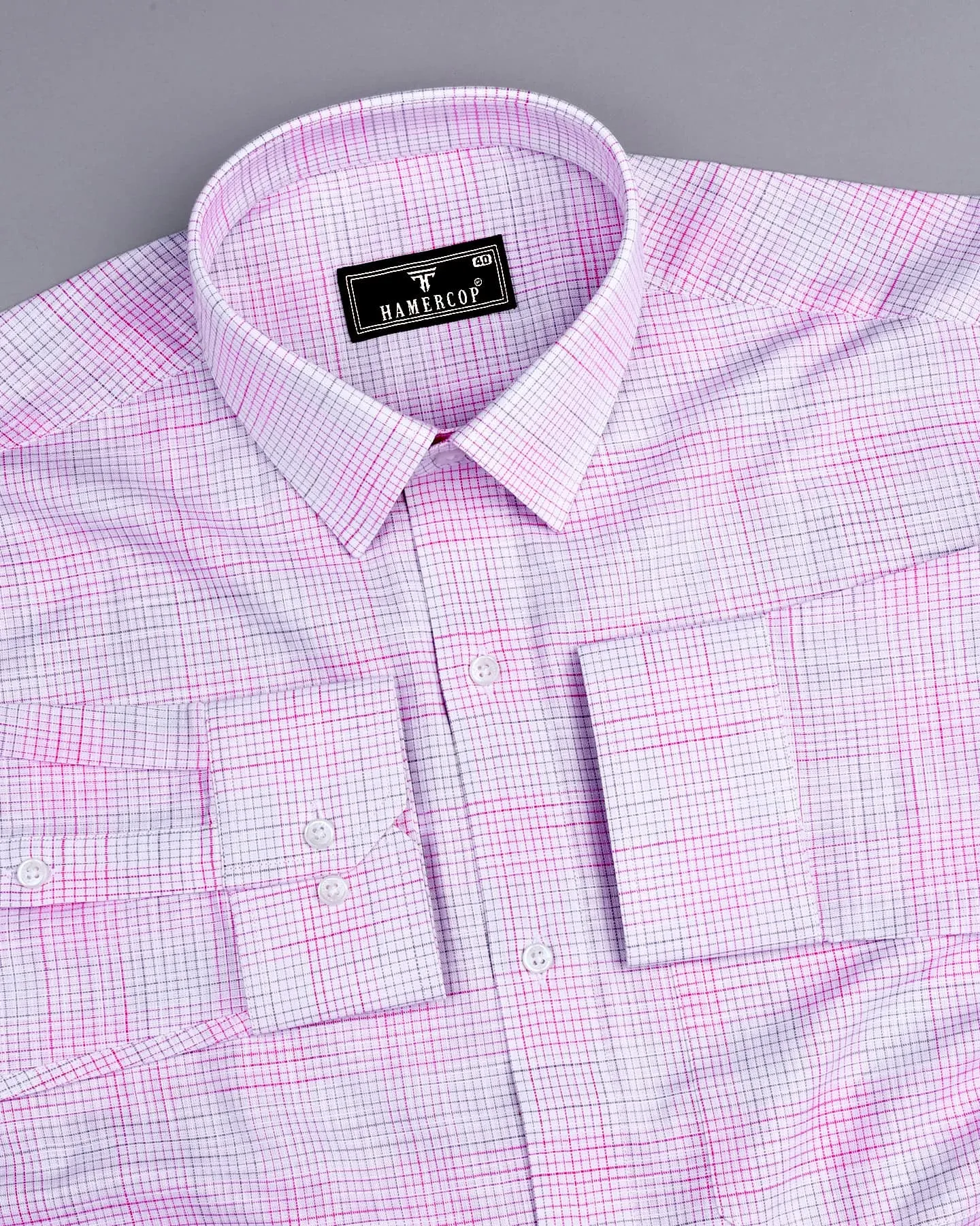 Canvas Pink Graph Check Amsler Cotton Formal Shirt