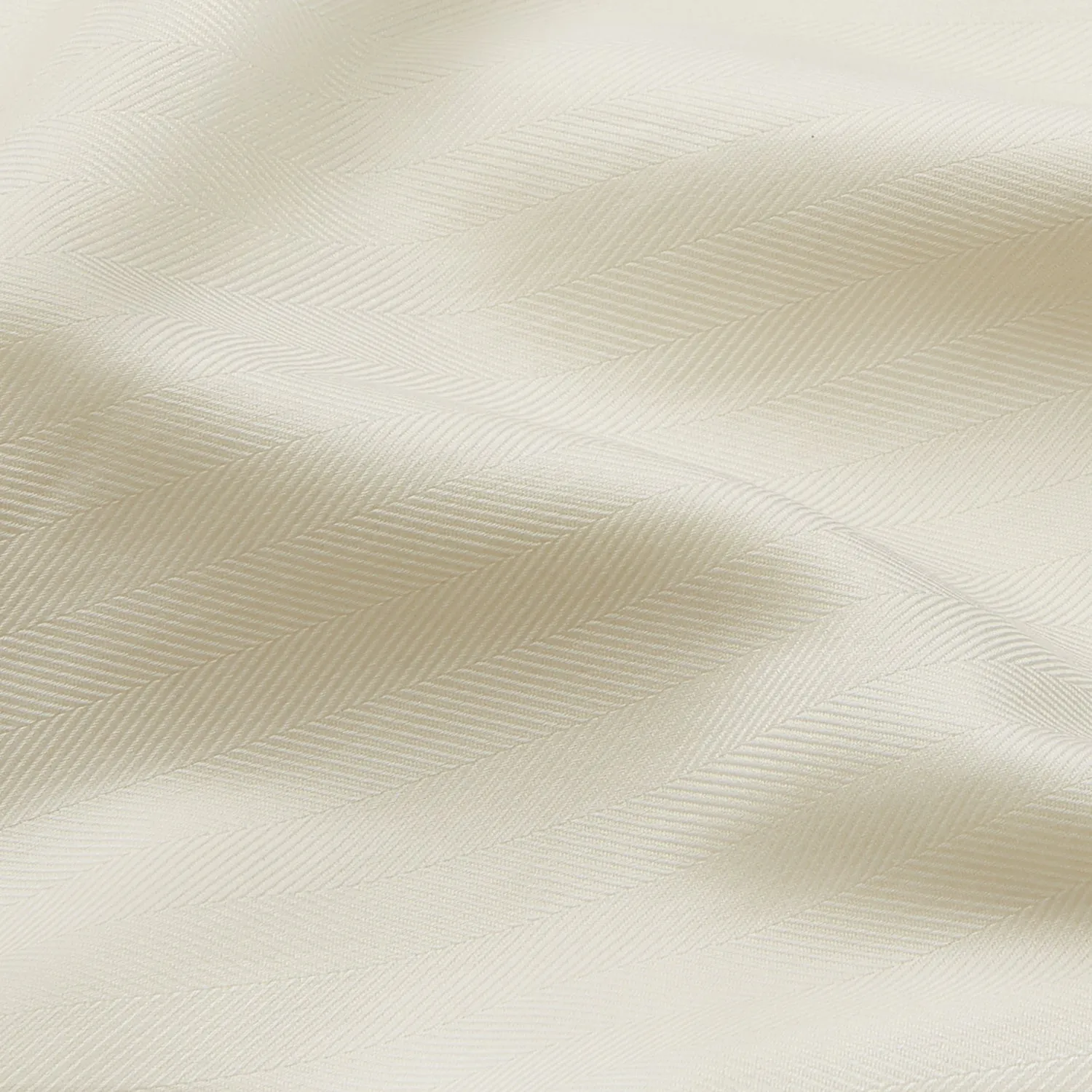 Cream Herringbone Fine Cotton Weekend Officer Fit Shirt with Dorset Collar