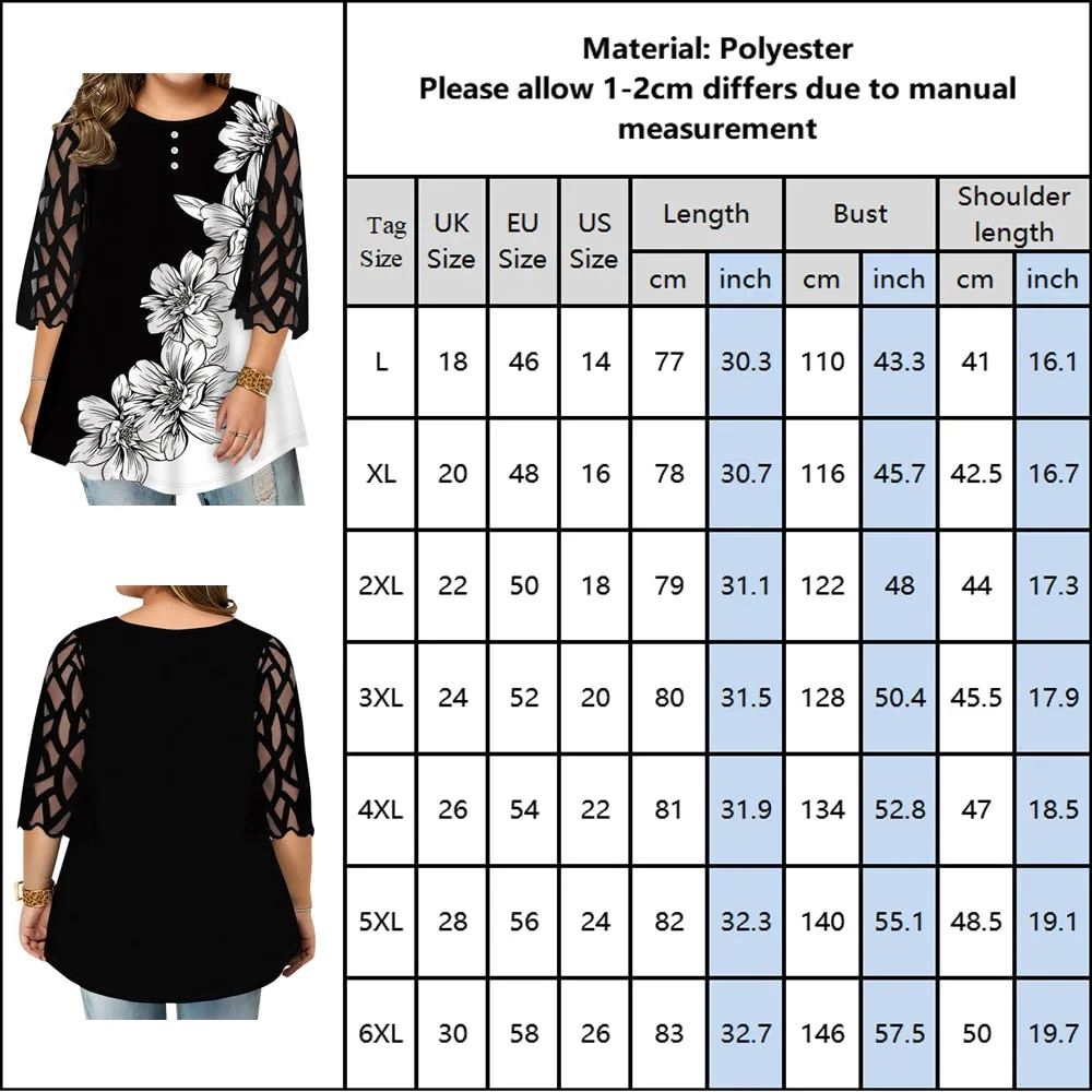 Funki Buys | Shirts | Women's Plus Splice Flower Print Blouse