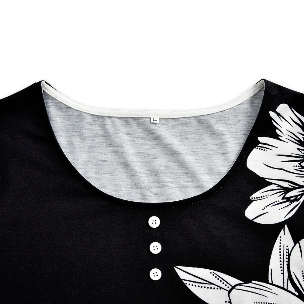 Funki Buys | Shirts | Women's Plus Splice Flower Print Blouse