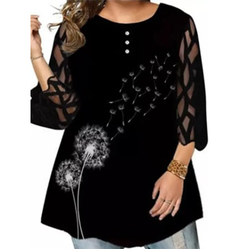 Funki Buys | Shirts | Women's Plus Splice Flower Print Blouse