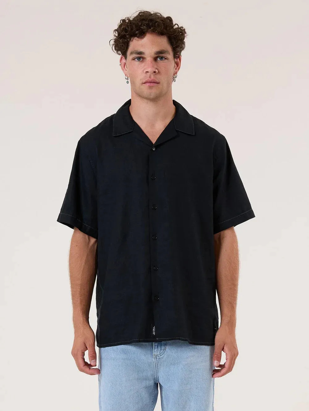 HEMP THRILLS CONTRAST STITCH BOWLING SHIRT