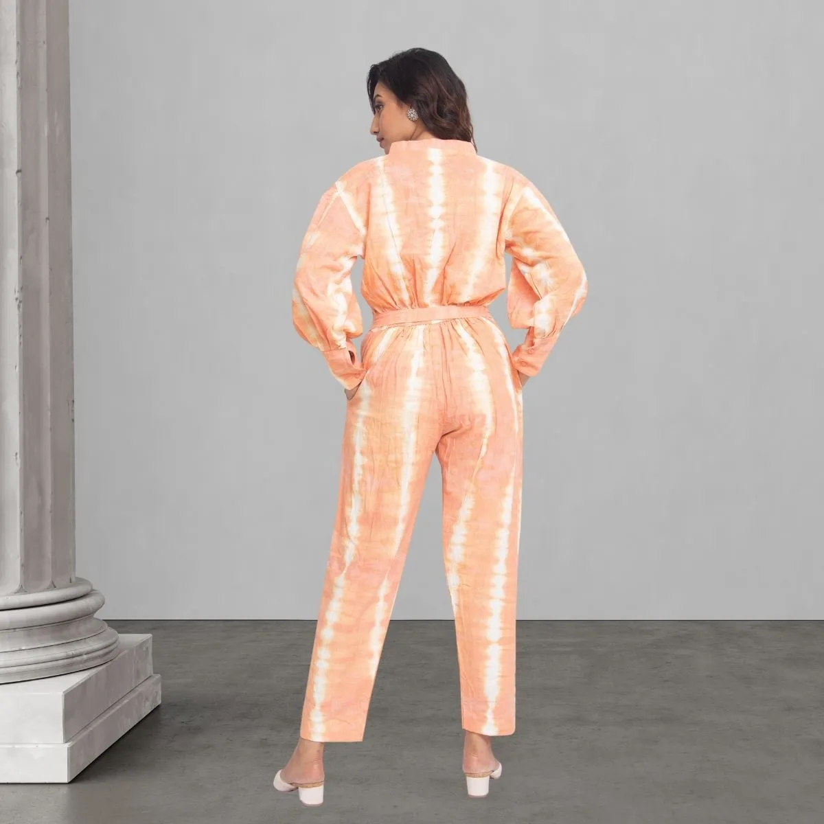 Jumpsuit for Women | Peach And White | Tie Dye Craft | Smart Casual Wear
