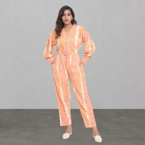 Jumpsuit for Women | Peach And White | Tie Dye Craft | Smart Casual Wear