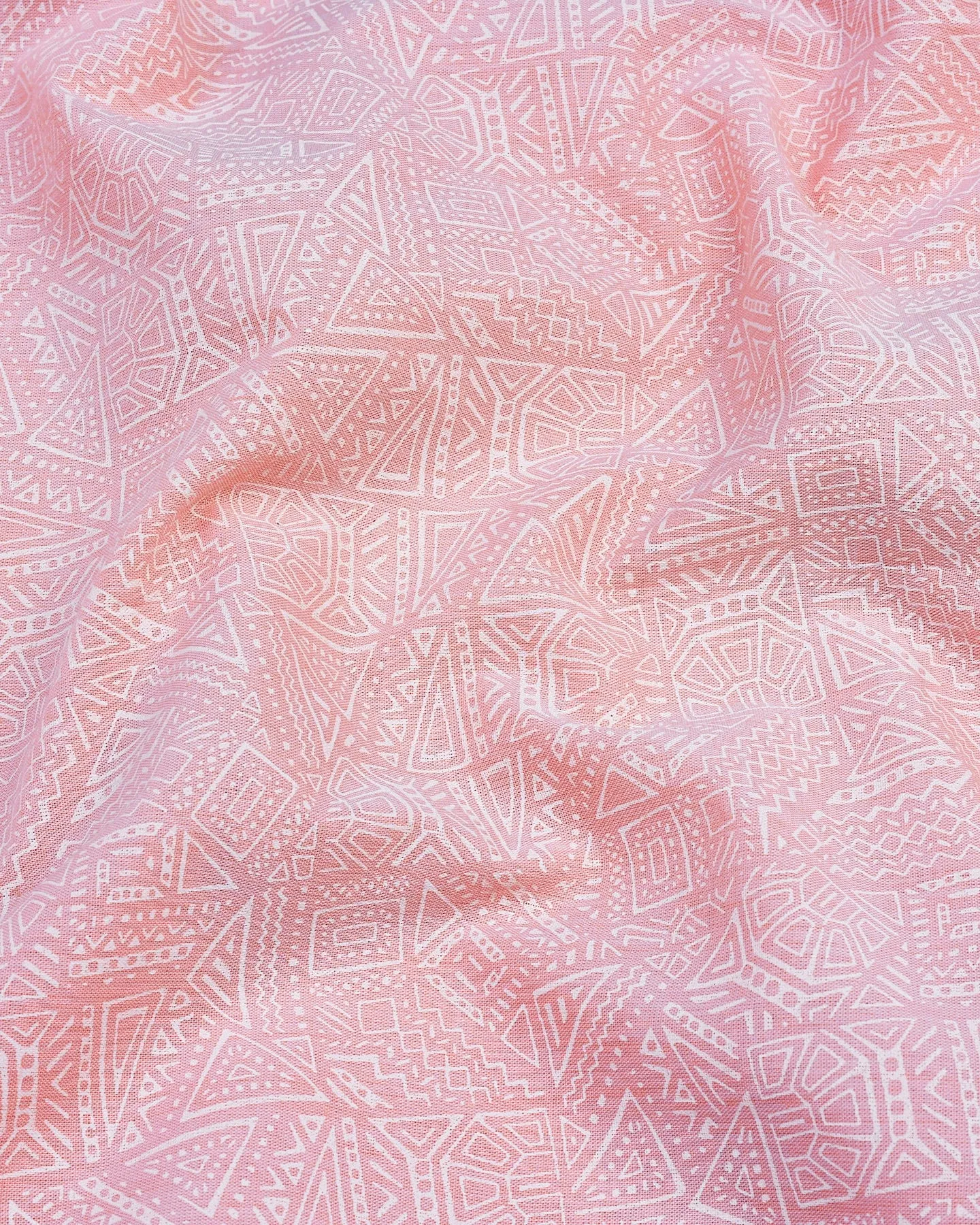 Lemonade Pink Geometrical Printed Cotton Shirt
