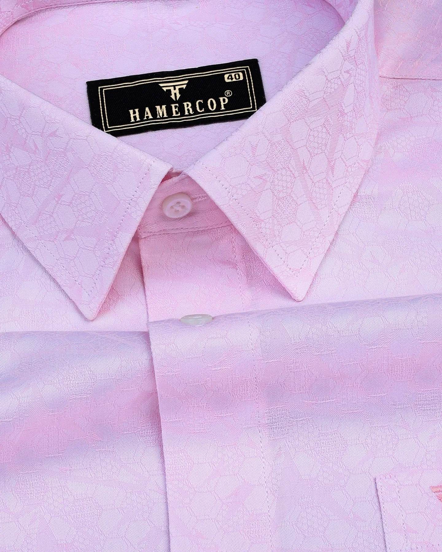 Light Pink Hexagon Printed Jacquard Premium Cotton Shirt
