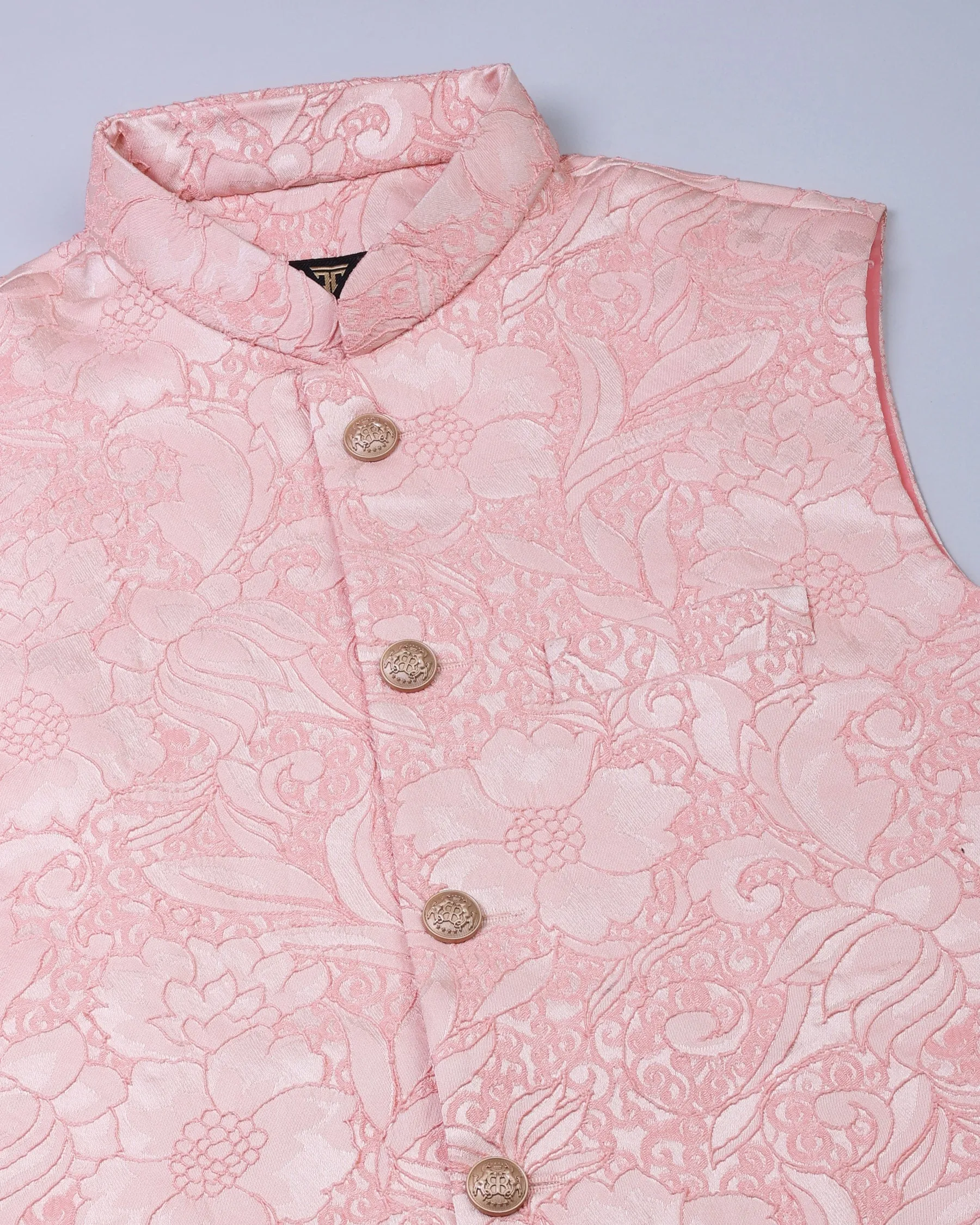 Light Pink Jacquard Designer Nehru Jacket