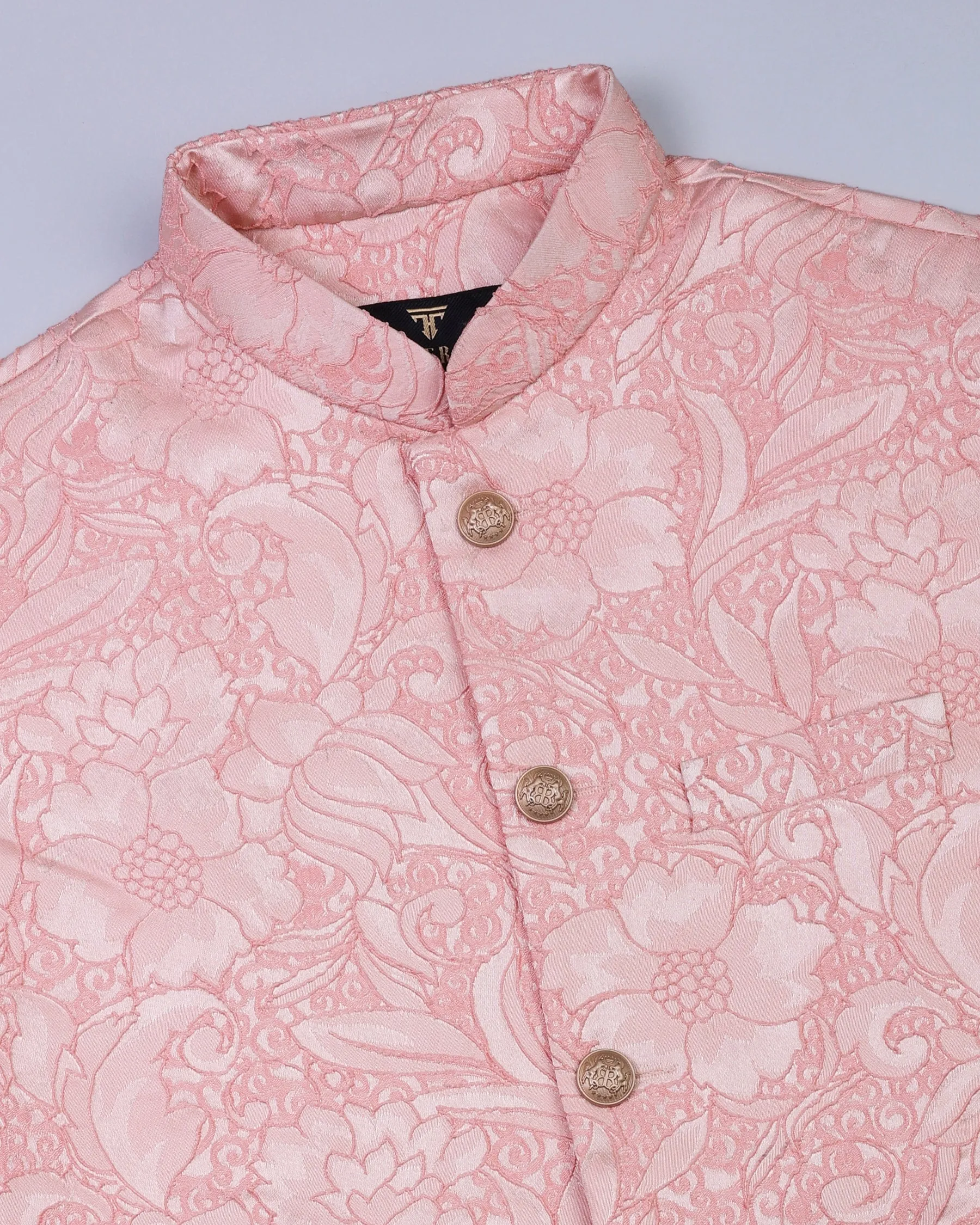 Light Pink Jacquard Designer Nehru Jacket