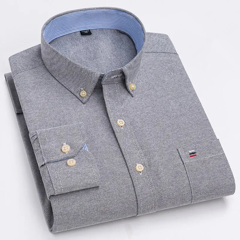 Men's 100% Cotton Long Sleeve Plaid Oxford Shirt: Regular Fit, Formal & Casual, Sizes 5XL-7XL