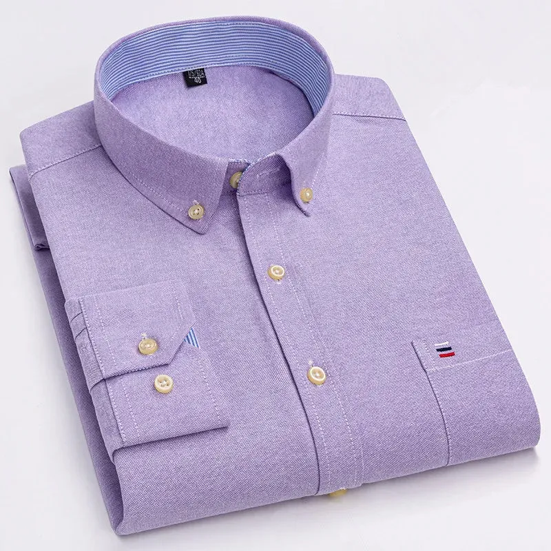 Men's 100% Cotton Long Sleeve Plaid Oxford Shirt: Regular Fit, Formal & Casual, Sizes 5XL-7XL