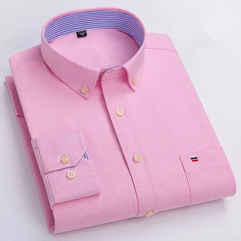 Men's 100% Cotton Long Sleeve Plaid Oxford Shirt: Regular Fit, Formal & Casual, Sizes 5XL-7XL