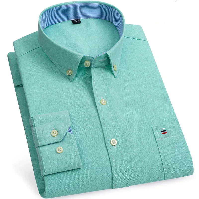 Men's 100% Cotton Long Sleeve Plaid Oxford Shirt: Regular Fit, Formal & Casual, Sizes 5XL-7XL