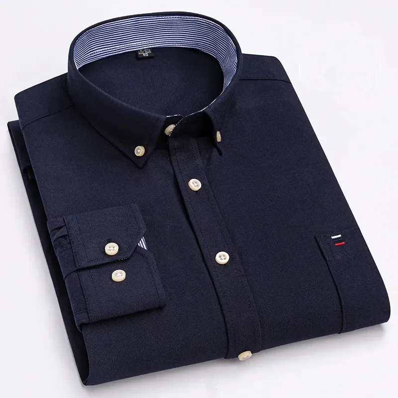 Men's 100% Cotton Long Sleeve Plaid Oxford Shirt: Regular Fit, Formal & Casual, Sizes 5XL-7XL
