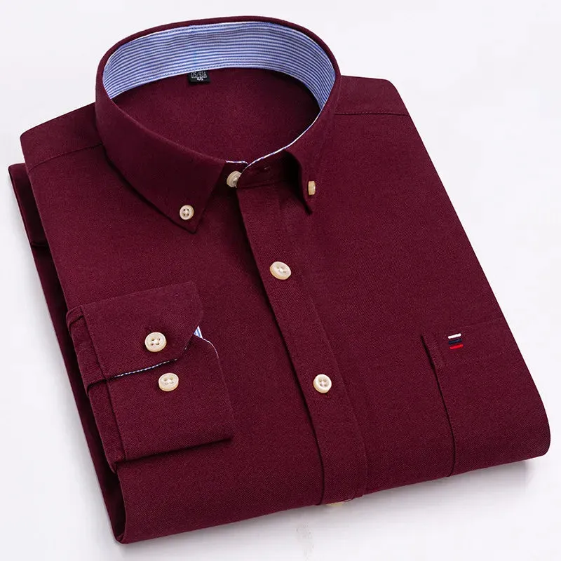 Men's 100% Cotton Long Sleeve Plaid Oxford Shirt: Regular Fit, Formal & Casual, Sizes 5XL-7XL