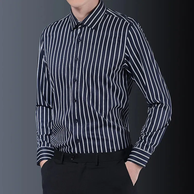 Men's Classic Striped Long-sleeved Shirt