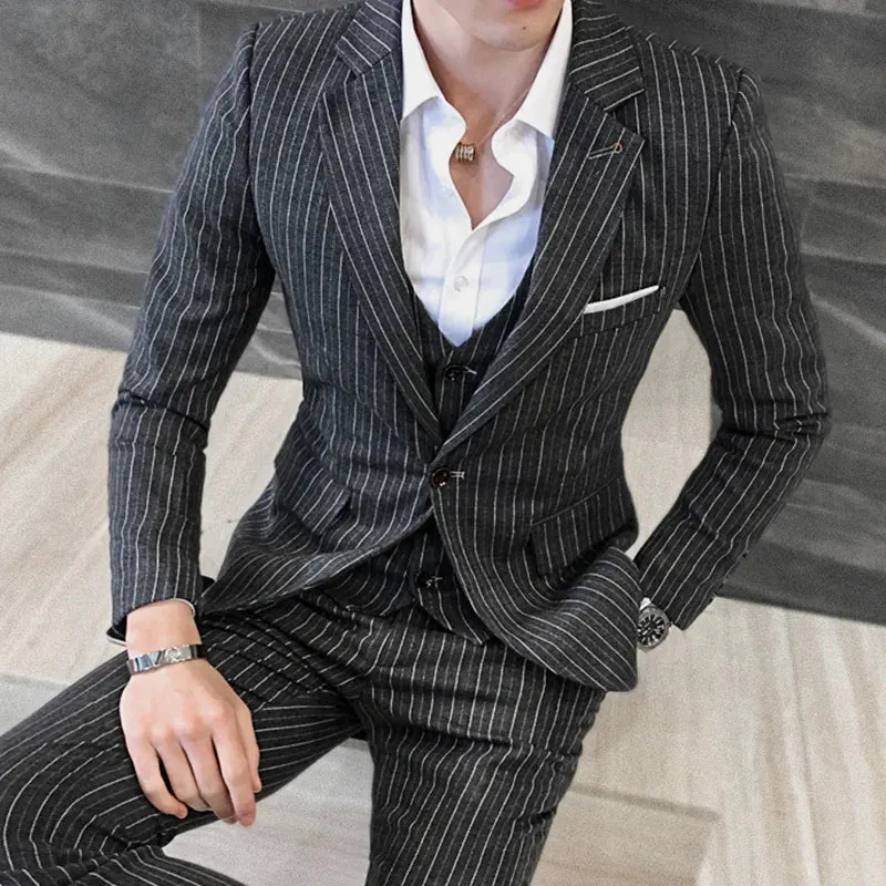 Men's Fashion High-grade Business Striped Suit