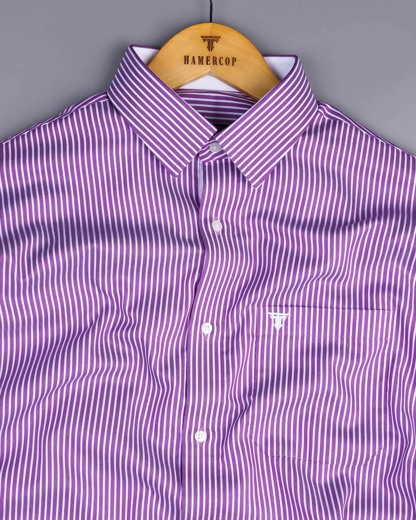 Oracle Purple With White Dobby Stripe Designer Formal Shirt