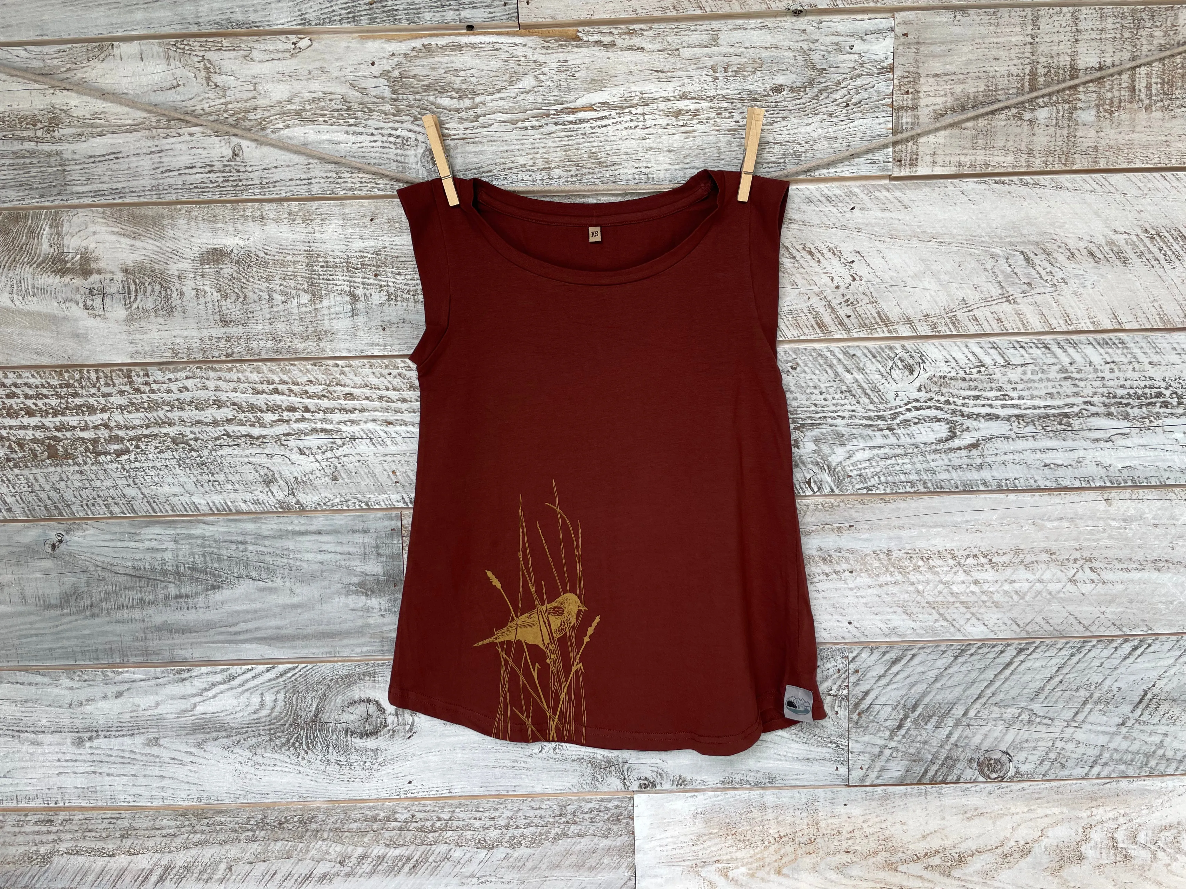 Red Winged Black Bird  - Women’s Organic Cotton Cap Sleeve Tank Top