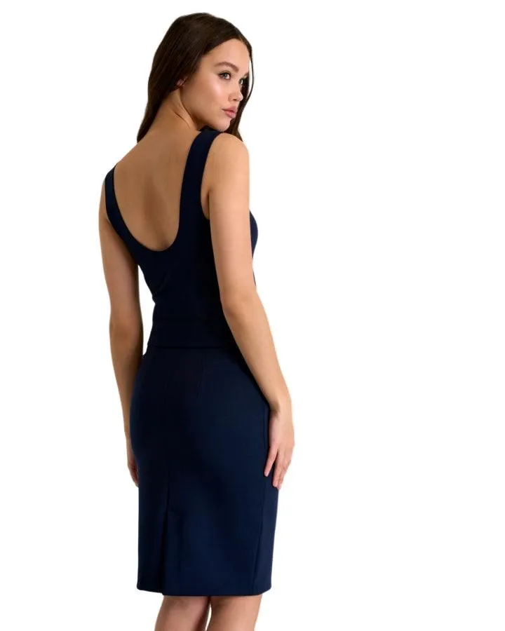 Shan Sofia 3D Pencil Skirt Navy