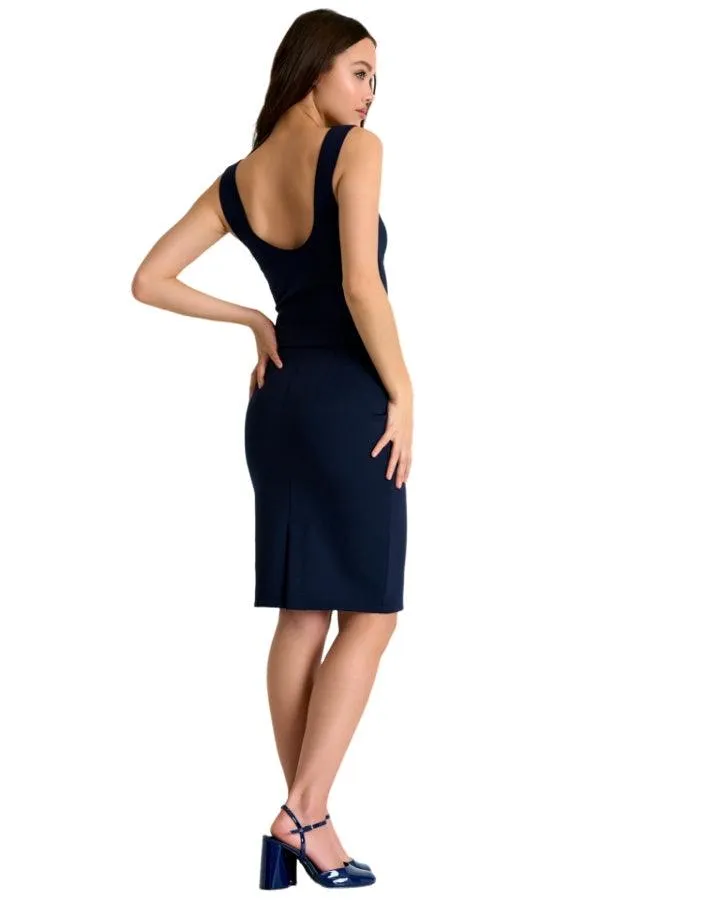 Shan Sofia 3D Pencil Skirt Navy