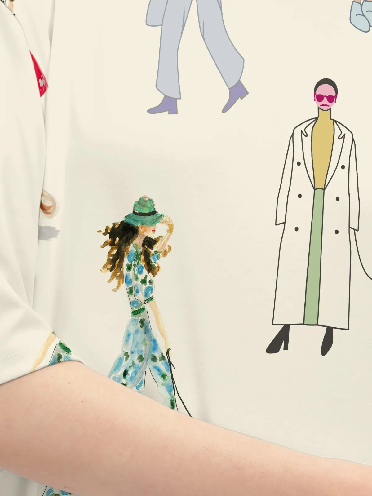 Trendy Cream Printed Oversized T-shirt for Women