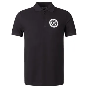 Versace Jeans Couture Men's Black Polo Shirt with Embroidered Medallion -