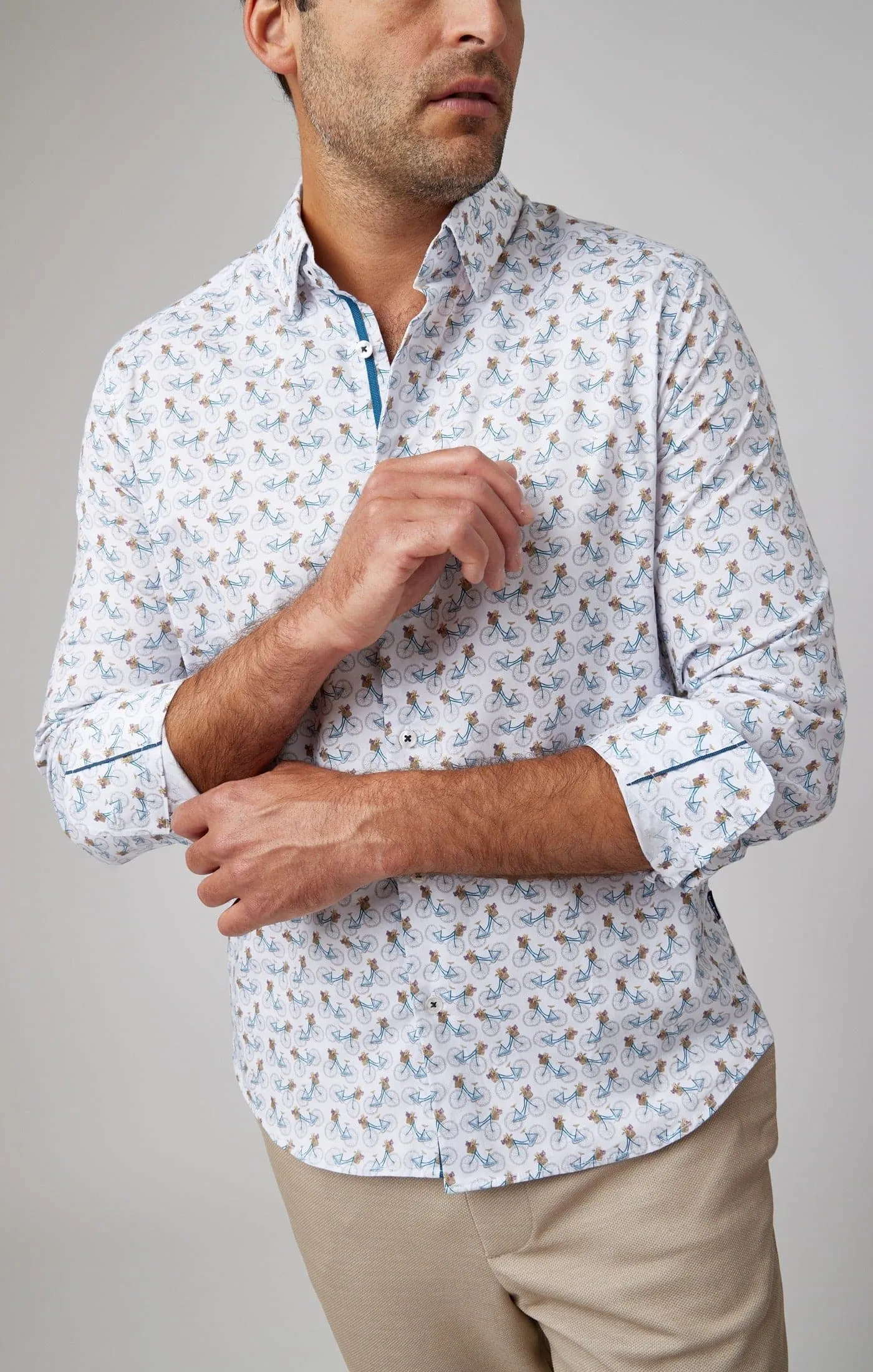 White Bicycles Print Shirt